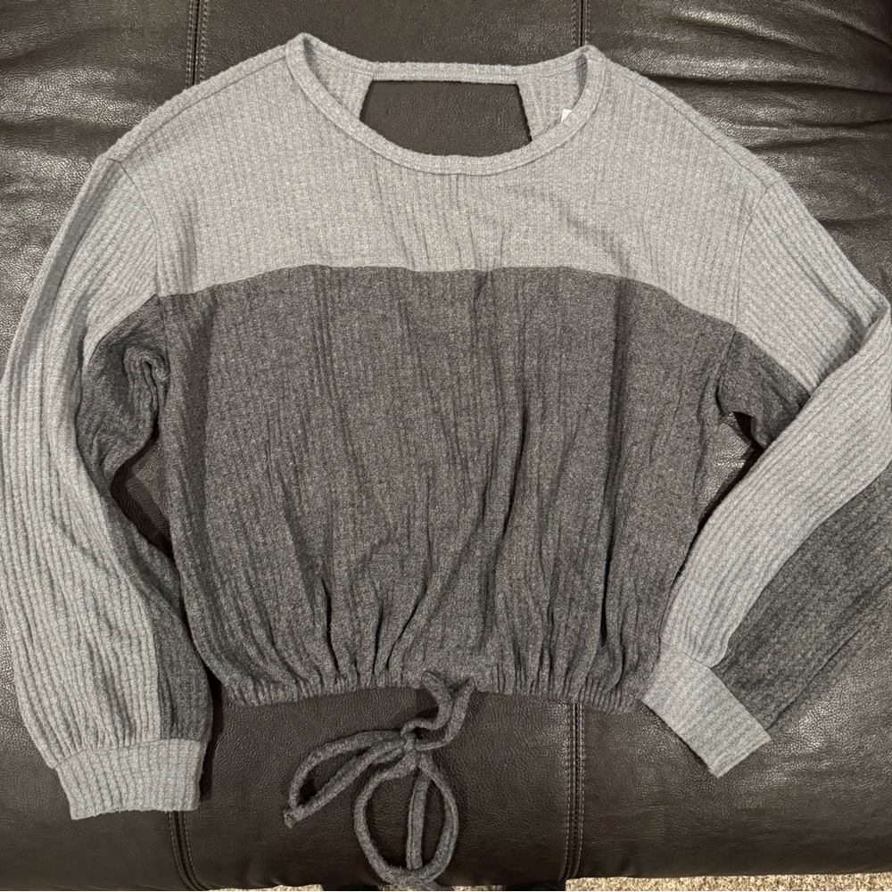 Hollister Gray Colorblock Knit Top